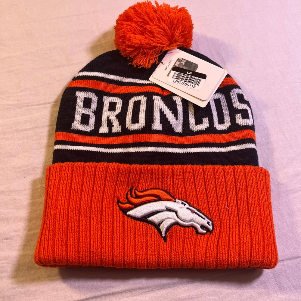 NFL Denver Broncos Beanie OS Orange NEW Cuffed Pom Knit Hat
